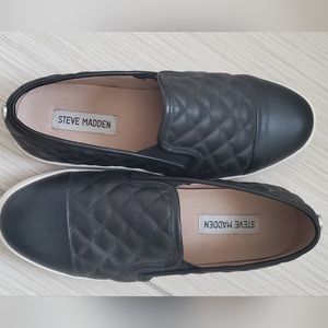 STEVE MADDEN Women’s Zaander Black Leather Slip-On Shoe Size 8